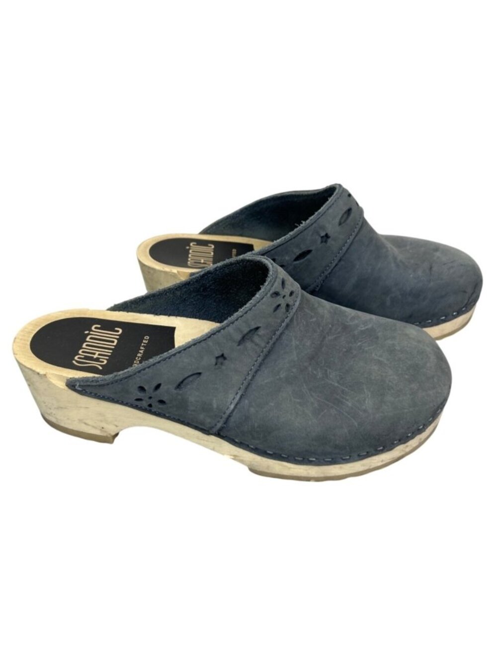 Scandic Gray Leather Clogs Sz 7.5 Handcrafted USA Comfort Shoes Scandinavian